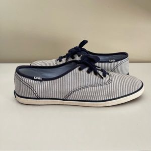 Keds - Blue and White Striped Champion Sneakers - Women’s Size 8